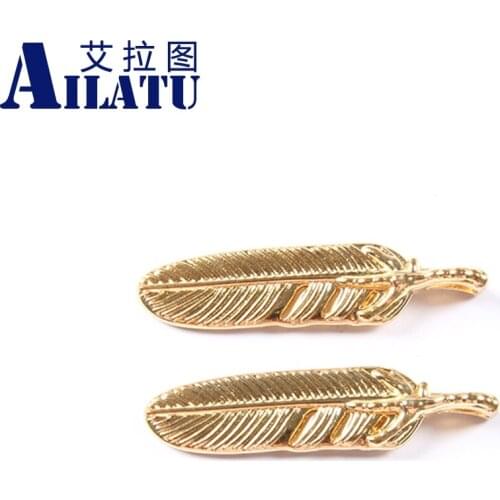 Ailatu Wholesale 10pcs/lot Zinc Alloy Feather Pendant Fit DIY Fashion Bracelets or Necklace Jewelry