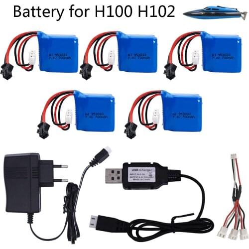 Battery For H100 H102 Boat with USB charger upgrade 7.4V 700mah 2S Li-ion Battery For S1 S2 S3 S4 S5 High Speed RC Boats Battery