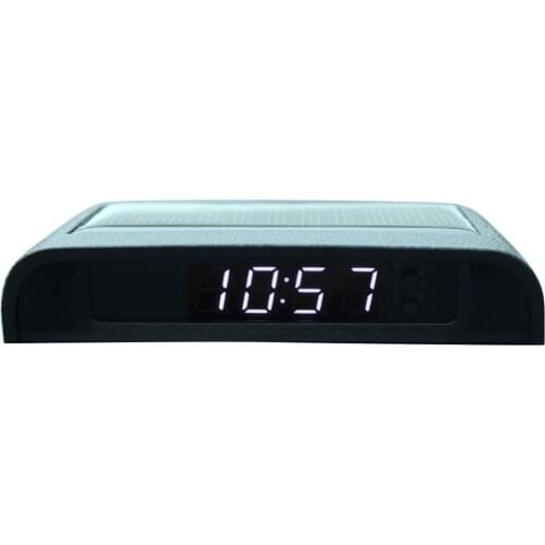 Car Clock Auto Internal Stick-On Digital Watch Solar Powered 24-Hour Car Clock with Built-in Battery Car Decoration Accessories
