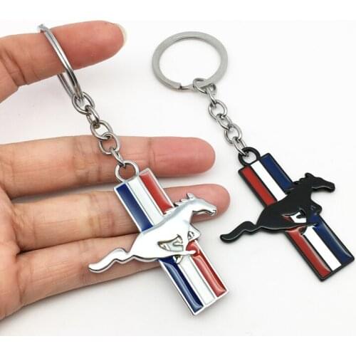 ANTINIYA car styling 3D Running Horse Emblem Badge KeyChain keyring Key Chain Ring Fit for Ford Ford Mustang GT 500 Cobra