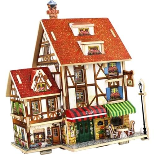 Handmade Detachable DIY Wooden Dolls House Kit - Miniatures Creative Crafts French Villa Building Model 1:24 Scale Puzzle Toy