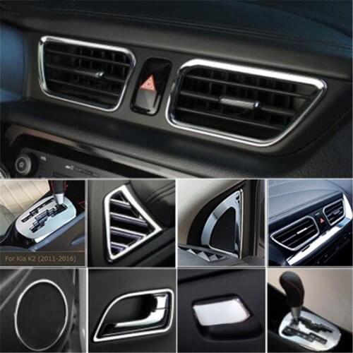 For KIA K2 Rio 3 2011-2016 Car styling Gear Center Console Air Vent Interior Door Handle Glove Box Trim Sticker Auto Accessories