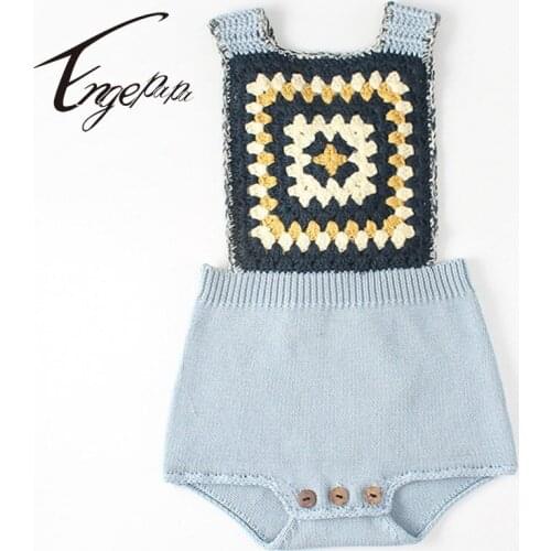 Engepapa Spring Autumn Infant Baby Girls Bodysuits Knitting Sleeveless Newborn Baby Girls Jumpsuit Newborn Baby Girls Clothes