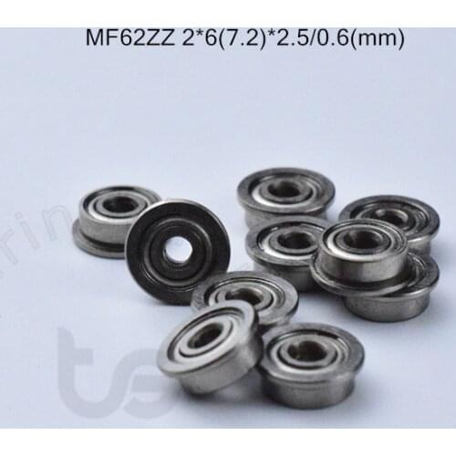MF62ZZ 2*6*7.2*2.5*0.6(mm) 10pieces bearing Flange bearings MF62ZZ chrome steel deep groove bearing