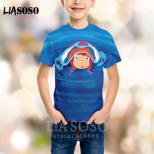 T-shirt Men Women Cartoon Animal Shirts 3D Print Kids Anime Ponyo On The Cliff Children Streetwear T Shirt Harajuku Tshirt A140
