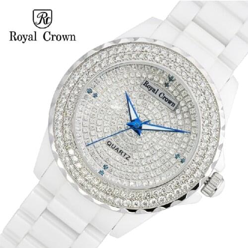 Ceramic Lady Womens Watch Japan Quartz Channel Setting Crystal Hour Fine Fashion Clock Luxury Girls Gift Royal Crown