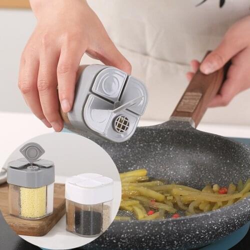 Seasoning Box Transparent 4 Grid Pepper Spice Shaker Salt Container Jar Condiment Bottle Home Kitchen Storage Organizer Gadgets