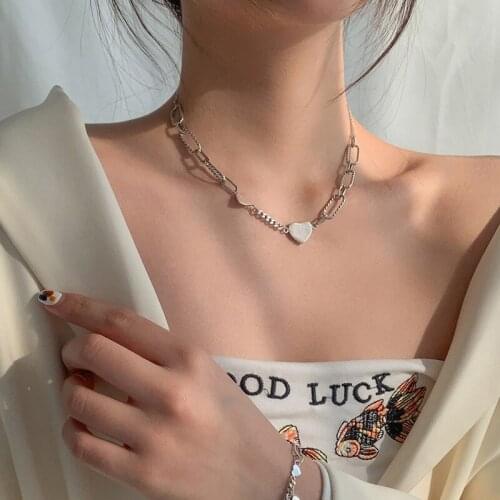 Trendy 925 Sterling Silver clavicle Chain Necklaces Heart Vintage Thai Silver Pendants For Women Engagement Choker Fine Jewelry