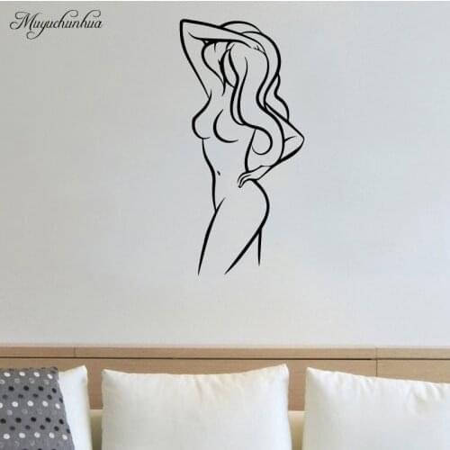 Muyuchunhua Sexy Girl Wall Art Sticker for Home Decor Washroom Wall Decoration Body Art Decls Waterproof Vinyl Stickers
