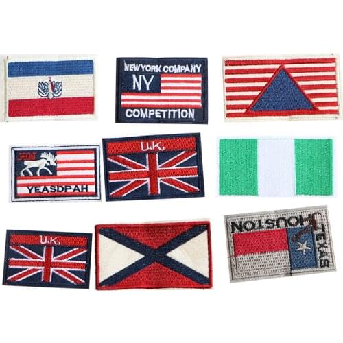 National flags icon Embroidered Iron on Patches for Clothing DIY Stripes Clothes Patchwork Stickers Custom Badges