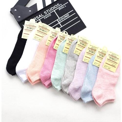 10pairs Cotton soild pure Colour Women Socks female girl Cherry Funny Girls ankle no show Sock student sokken sox