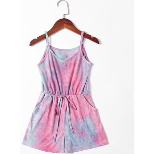 Mother Daughter Clothes Kids Tie Dye Printing Parent Child Color Suspender Waist Jumpsuit Baby Girls Romper Childrens Clothing