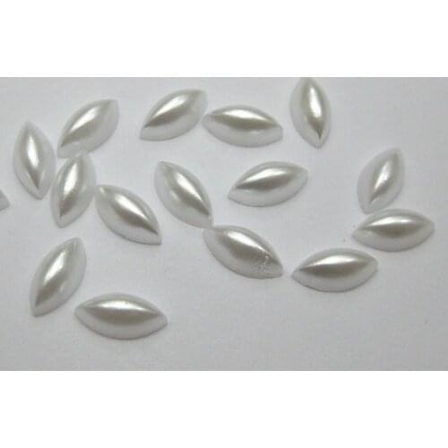 500 Pure white Horse Eye Half Pearl Bead 5X10mm Flat Back Scrapbook Craft