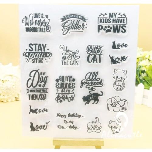 CLEAR STAMPS My Pets Dog Cat Puppy Scrapbooking Handmade Card Album Paper Craft Rubber Transparent Silicon Stamp AlinaCraft