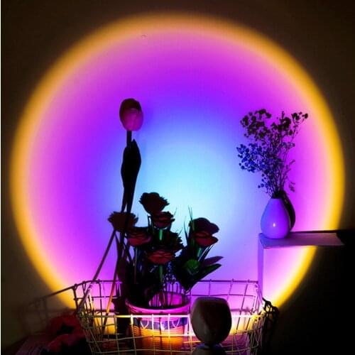 Rainbow Sunset Projection Lamps Atmosphere Night Light Home Coffee Shop Background Wall Decoration Colorful Lamp Hot Sale