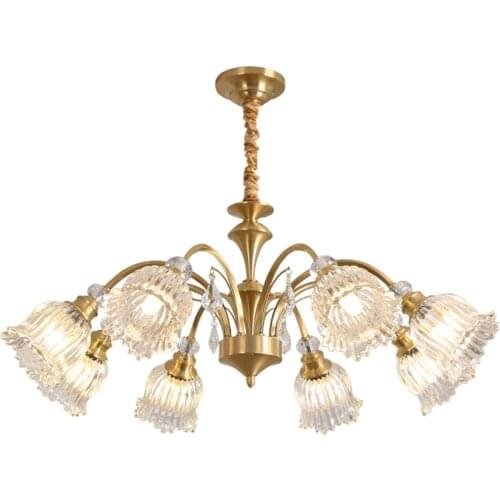American luxury crystal chandeliers lights living room copper bedroom dining room lamps French golden villa hanging lighting