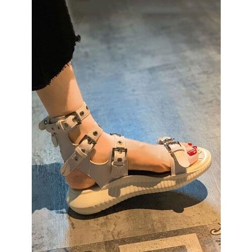 Womens Shoes Sandals Summer New Style 2021 Belt Buckle Thick-soled Non-slip Fashion Retro Roman Shoes