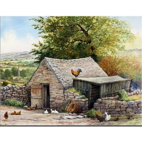 Counted Cross Stitch Kits Needlework Embroidery - Crafts 14 ct Aida DMC Color DIY Arts Handmade Home Decor - Poultry House