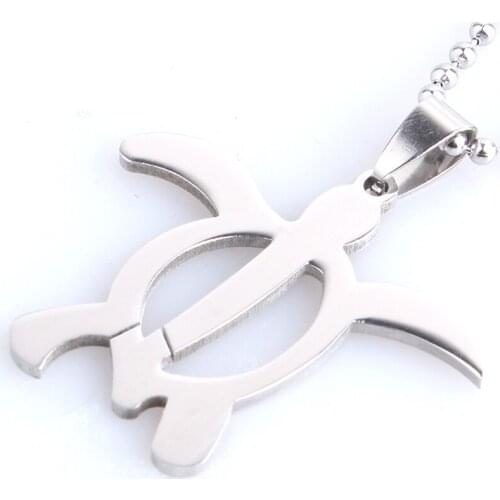 Silver color Turtle 316L Stainless Steel pendant necklaces bead chain for men women wholesale