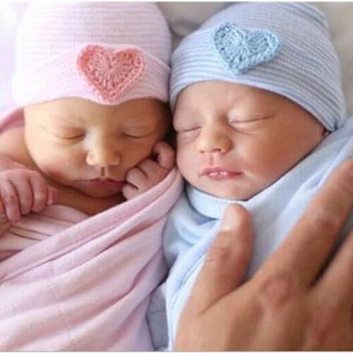 Newborn Baby Infant Girls Boys Cap Cute Unisex Heart Striped Solid Color Comfy Hospital Cap Warm Beanie Hat 2020 Newest Trendy