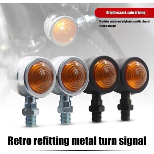 2pcs Motorcycle Turn Signals Lighting IP66 Waterproof LED Work Lamp Amber Lens Retro Motorbike Indicator Blinker Lights 12V