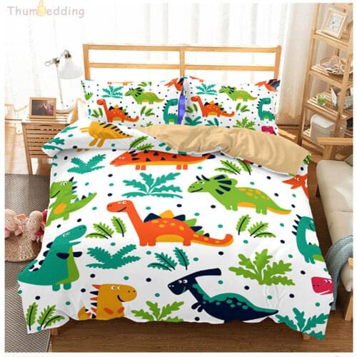 Thumbedding Animal Bedding Set Dinosaur for Kids Cartoon 3D Duvet Cover Set King Size Twin Full Queen King Decorative Bed set