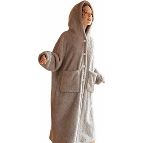 Thick Warm Flannel Night Dress Nightgowns for Women Winter Long Sleeve Coral Velvet Sleepwear Femme Lace Nightdress Nighty