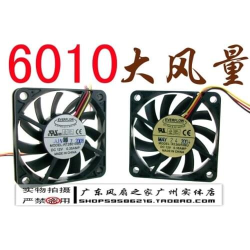 For Everflow 6010 6cm dual ball 12v 0.35a cpu fan r126010bu