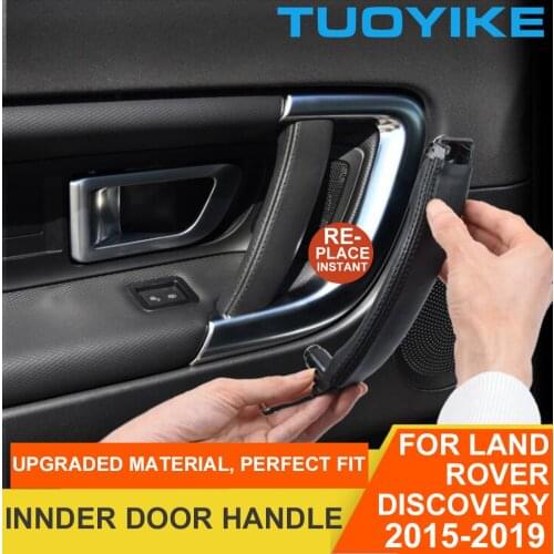 LHD RHD Inner Interior Door Pull Handle Matte Glossy Leather Trim Cover Panel Replace For Land Rover Range Discovery 2015-2019