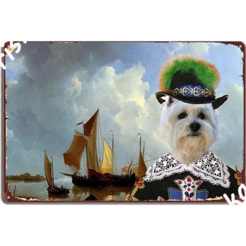 West Highland White Terrier Shipping Vessels In An Estuary Metal Plaque Poster Party Designing Tin Sign Poster