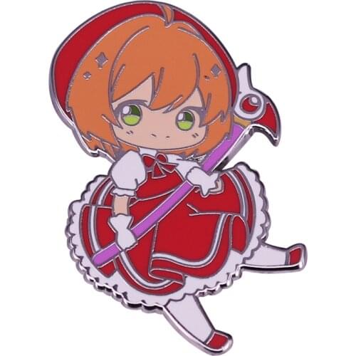 Card Captor Sakura Brooch Kinomoto Clow Sealing Wand Pin Japoanese Manga Anime Fans Magical Accessory