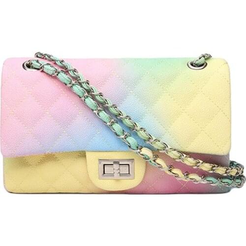Gradient Rainbow Color Chain Bags Women 2021 Womens Bags Shoulder Bags Ice Cream-Color Messenger Bag Spring/Summer sac a main