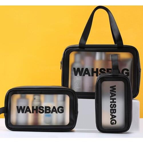 Ladies Large Capacity Frosted Portable Transparent Waterproof Cosmetic Storage Bag Toiletry For Travel Makeup Female Wash Bag
