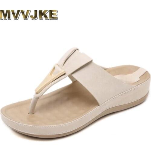 MVVJKEWomen Slippers Summer Fashion Flip Flop Ladies Casual Sandals Beach Flat Shoes Large Size High Quality 36-42