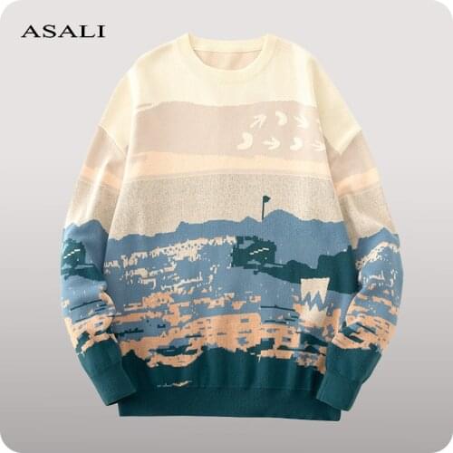 Winter Knitted Sweaters Men Harajuku Streetwear 2021 Casual Vintage Pullovers Mens Oversized Sweater Men Women Knitwear Clothing