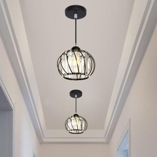 Gold Black Iron Modern Crystal Indoor LED Lighting Restaurant Kitchen Chandelier And Aisle Ceiling lamp high good quality