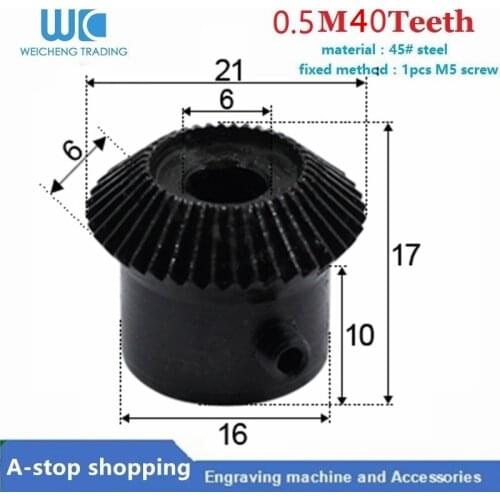 1pcs 0.5moudle 40teeth 0.5M40T beval gear motor spindle 6mm Gear aperture loose Tooth with