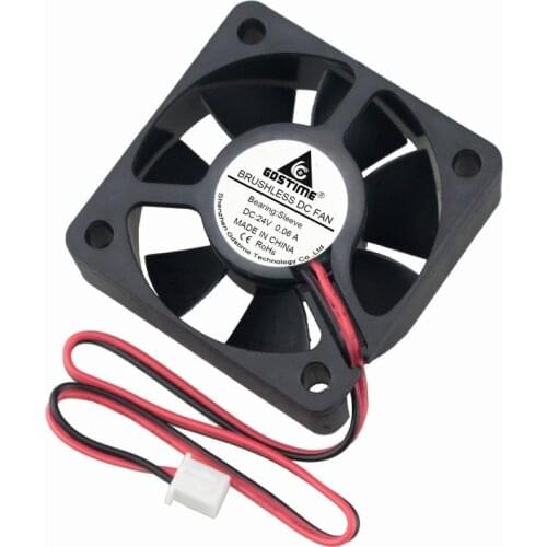 Gdstime 2 Pcs 0.06A DC 24V 50mm x 15mm Small Brushless Cooling Fan 50x50x15mm Silent PC Cooler Radiator 5cm 5015 2Pin