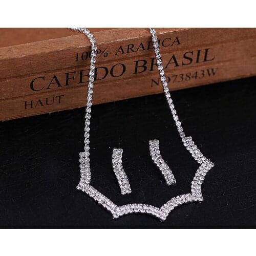 2017 Promotion Special Offer Fashion Jewelry Womens Bridal Wedding Prom Rhinestone Necklace Earrings Jewelry Set