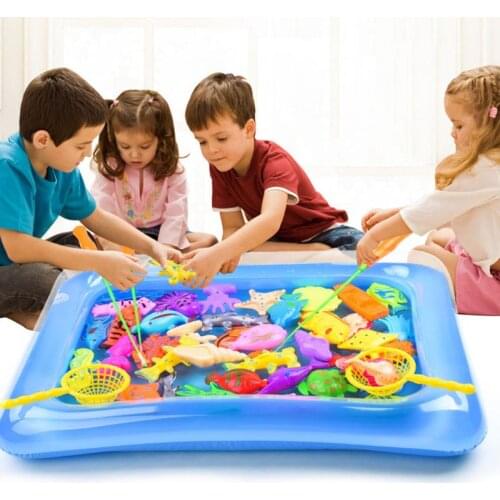 29 Pcs Magnetic Fishing Toys Plastic Fish Rod Pond Set Kids Playing Water Bathtime Game Educational Gift