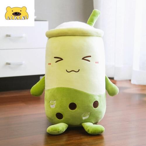 50cm Green Matcha Bubble Tea Cup Shaped Pillow Pearl Milk Tea Bubble Tea Plush Stuffed Soft Toys Cushion Plush Food Pillow Gifts