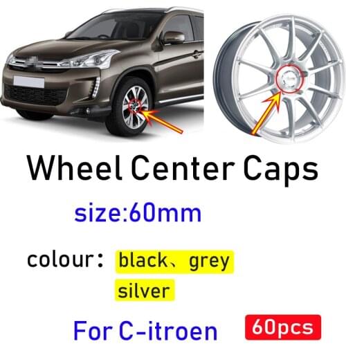 60pcs 60mm 4 pin Car styling Auto Car Wheel Center Hub Caps Rim Caps Covers emblem For Citroen C3 C4 C5 C6 C-Quatre Accessories
