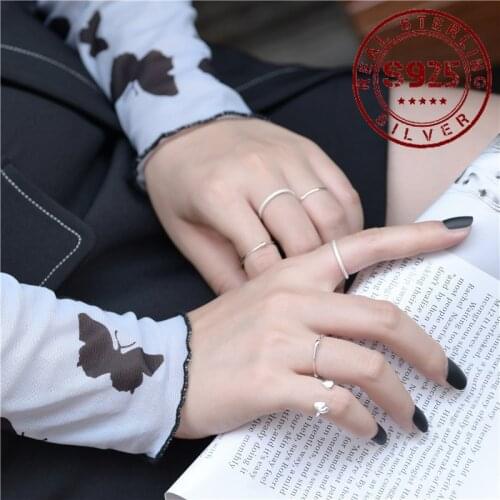 925 Sterling Silver Women Rings Opening Adjustable Rings for Ladies Minimalist Irregular Ring For Women Jewelry Accessories