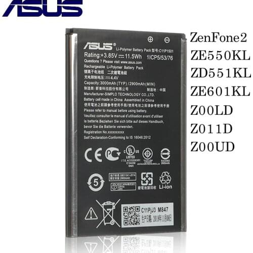 Original Battery ASUS C11P1501 For ASUS ZenFone2 Laser 5.5"/6" zenfone selfie ZE550KL ZE601KL Z00LD Z011D ZD551KL Z00UD 2900mAh