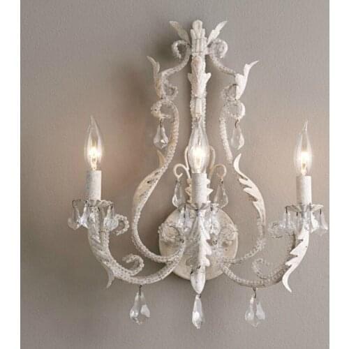 American ancient village 3 crystal iron art wall lamp bedside warm hotel guest bedroom corridor lighting