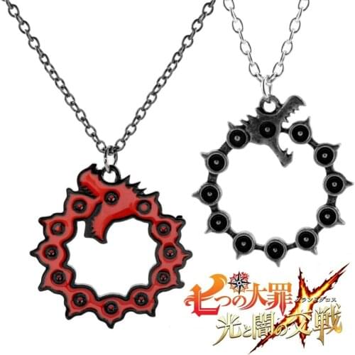 Anime Jewelry Necklace The Seven Deadly Sins Meliodas Dragon Enamel Metal Pendants&Necklaces Link Chain Charm Choker Gift