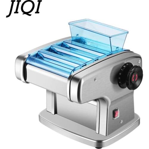 JIQI Stainless Steel Electric Pasta Maker Cutting Slicer Dumplings Noodle Pressing Machine Spaghetti Roller Hanger Dough Cutter