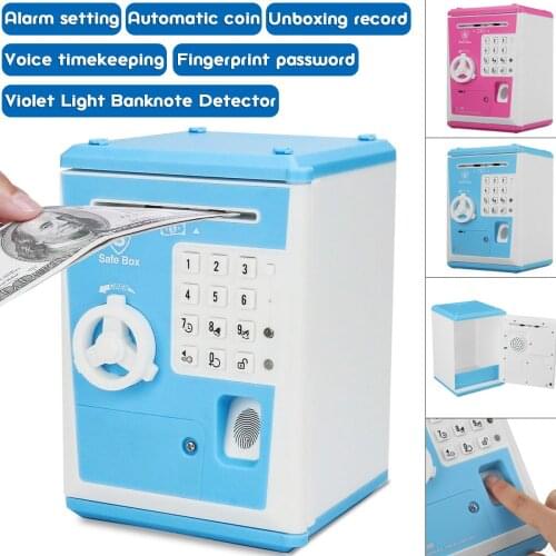 Electronic Money Box Fingerprint Password Piggy Bank Safe Large Money Savings Box For Coins Cash Piggybanks For Kids ATM Bank