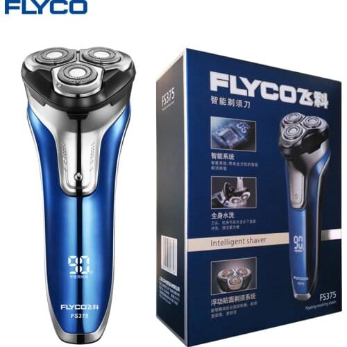 FLYCO FS375 Electric Shaver Rechargeable Wet Dry Rotary Razor Shaving Machine Pop-Up Trimmer LED Charging Display for Men