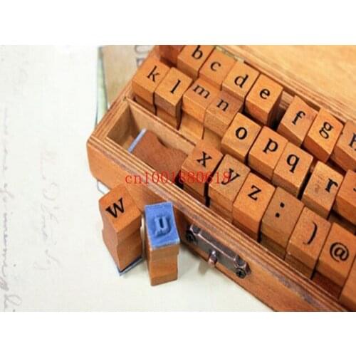 Fedex DHL Free shipping Creative Lowercase Uppercase Alphabet wood rubber stamps set Wooden box Decorative DIY 180sets/lot